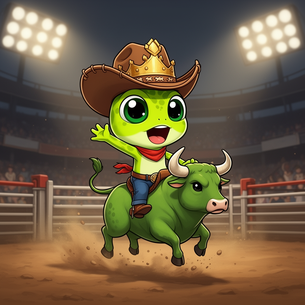 Baby PEPE riding a bull