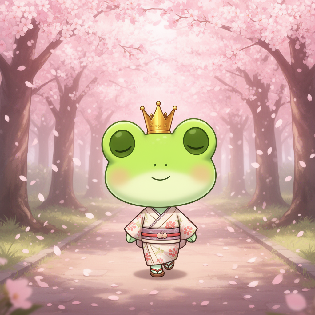 Baby PEPE under cherry blossoms