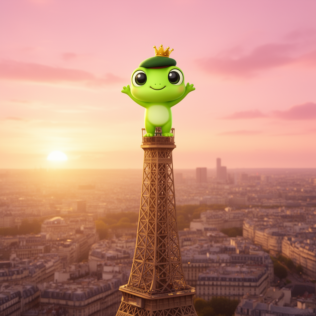 Baby PEPE visiting the Eiffel Tower